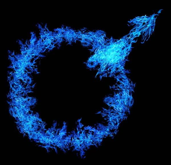 Male Symbol Blue Flame Isolated Black Background — Stock Photo, Image