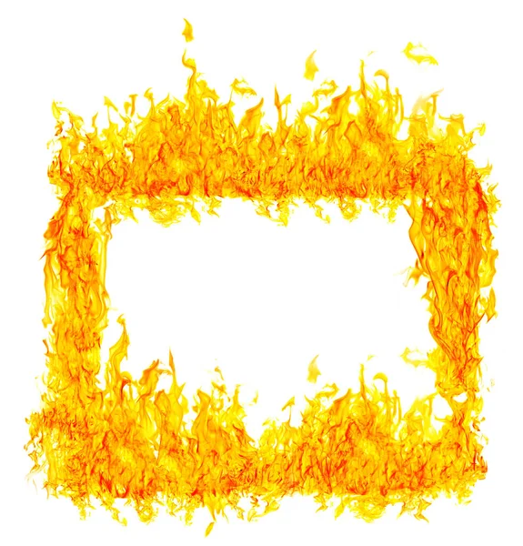 Orange Flame Frame Isolated White Background — Stock Photo, Image