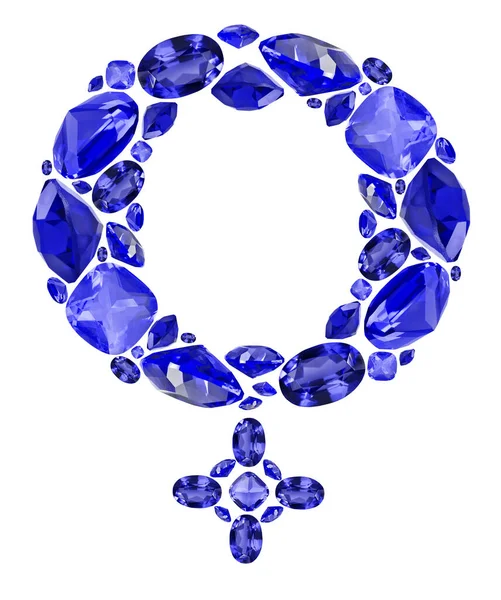 Σύμβολο Γυναίκα Από Μπλε Ζαφείρια Πολύτιμους Λίθους Απομονώνονται Λευκό Φόντο — Φωτογραφία Αρχείου