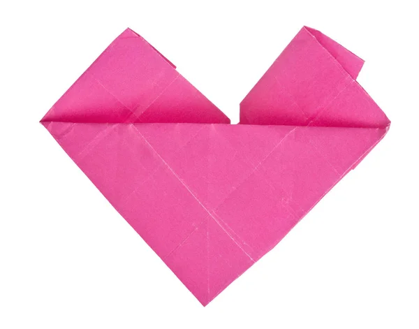 Ciemnoróżowe Serce Origami Izolowane Białym Tle — Zdjęcie stockowe