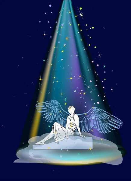 Illustration Angel Light Blue Background — Archivo Imágenes Vectoriales