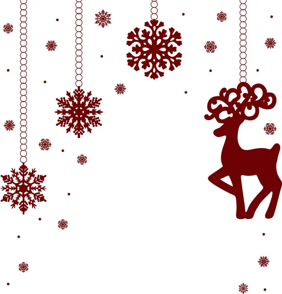 白を基調とした鹿のおもちゃや雪の結晶のシルエットのイラスト — ストックベクタ