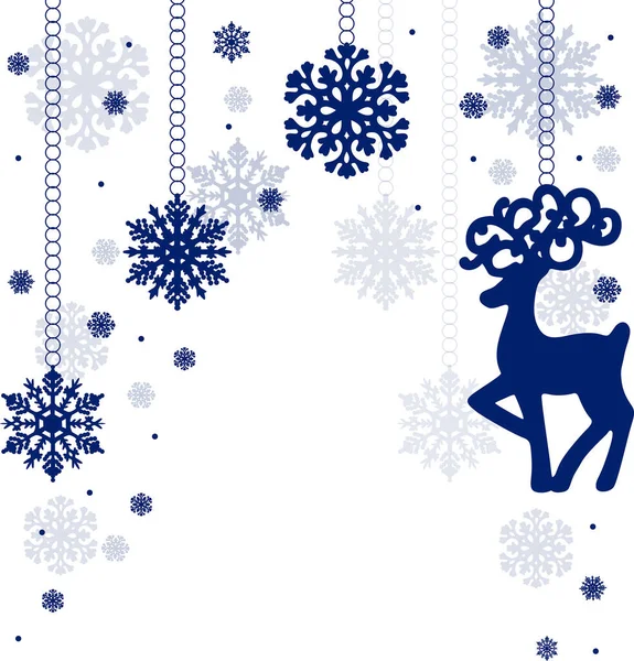 Illustration Deer Toy Snowflakes Silhouettes Isolated White Background — Stock Vector