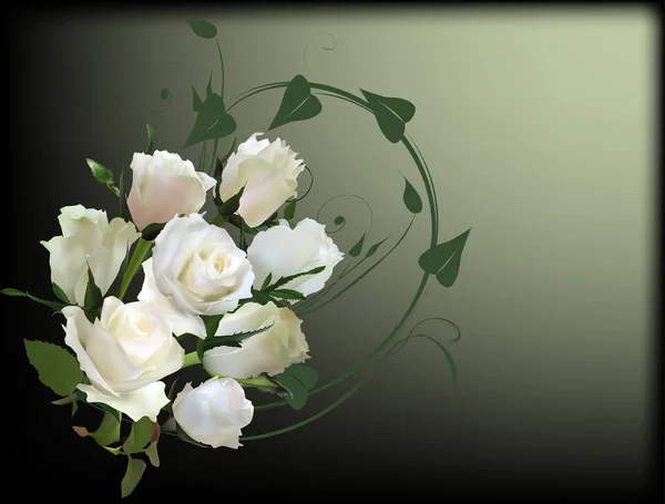 Illustration Avec Des Roses Claires Sur Fond Sombre — Image vectorielle