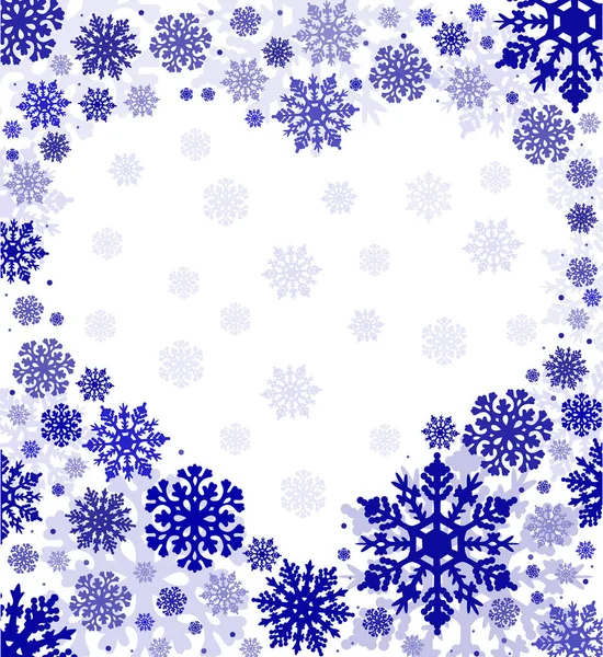 Symbol Serca Niebieskich Płatków Śniegu Izolowane Białym Tle — Wektor stockowy