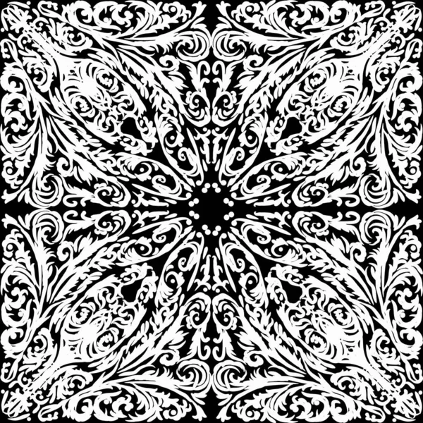 Иллюстрация Белым Декором Черном Фоне — стоковый вектор