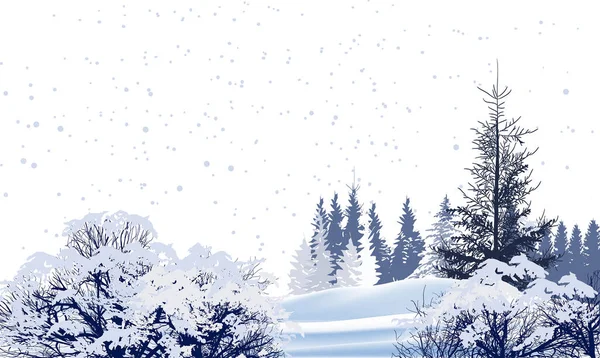 Illustration Avec Des Arbres Hiver Dans Neige — Image vectorielle