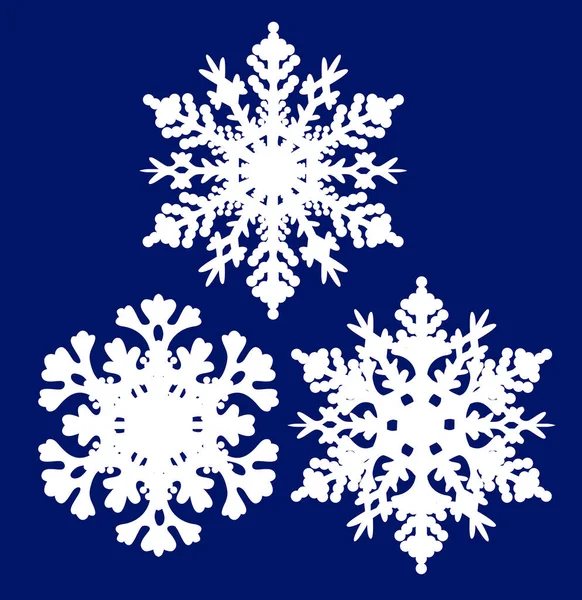 Illustration White Snowflakes Collection Isolated Blue Background — Stock Vector