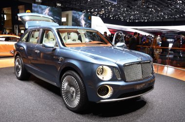 GENEVA - MARCH 12: Bentley EXP-9 world's only W12 SUV on display clipart