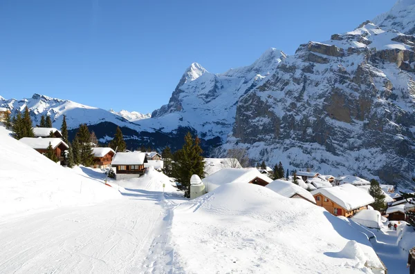 Muerren，著名的瑞士滑雪度假村 — 图库照片