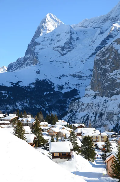 Muerren, ośrodek narciarski słynnej szwajcarskiej — Zdjęcie stockowe