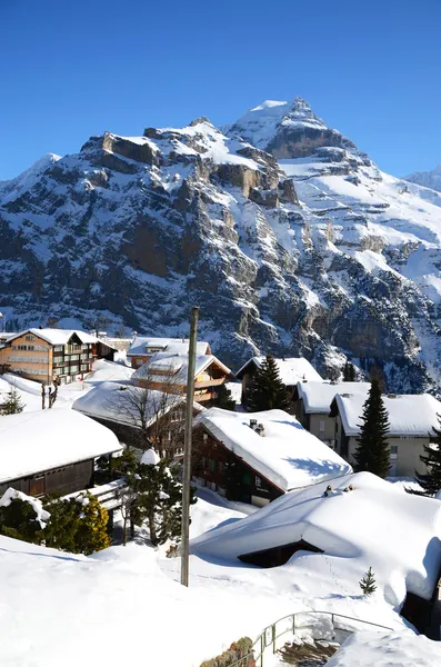 Muerren, famous Swiss skiing resort — Stock Photo, Image