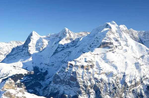 Eiger, moench och jungfrau, berömda schweiziska berg toppar — Stockfoto