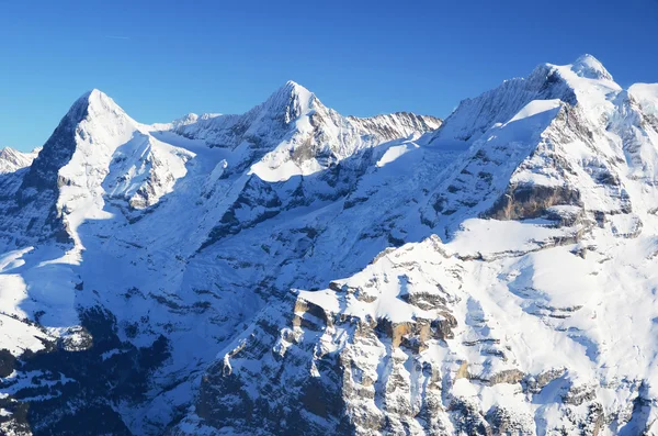 Eiger, Moench and Jungfrau, famous Swiss mountain peaks — Stock Photo, Image