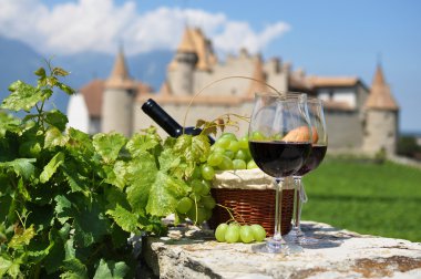 Wine and grapes. Chateau de Aigle, Switzerkand clipart