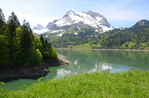 Horské jezero. Švýcarsko — Stock fotografie