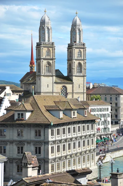 Double headed Grossmuenster church - symbol of Zurich — Stock Photo, Image