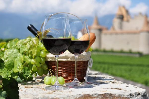 Şarap ve üzüm. Chateau de aigle, switzerkand — Stok fotoğraf