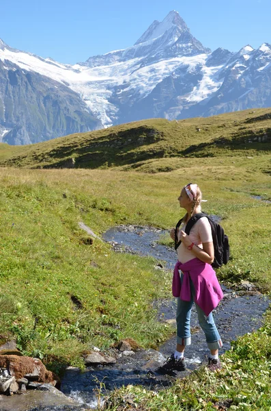 Treking ve švýcarských Alpách — Stock fotografie
