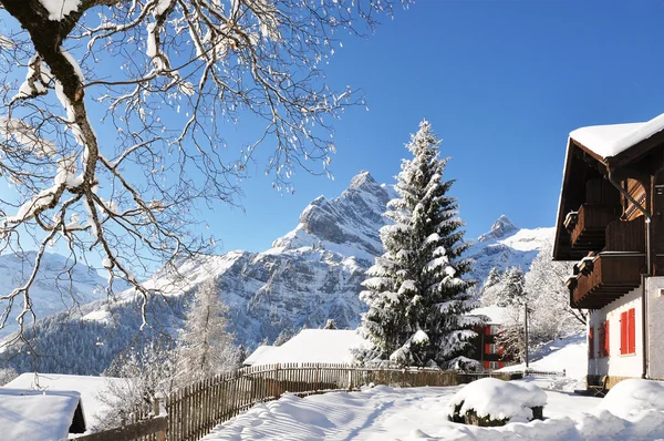 Braunwald, известный швейцарский горнолыжный курорт — стоковое фото