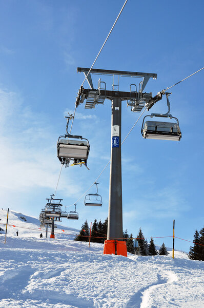 Ski lift in Pizol, famous Swiss resort