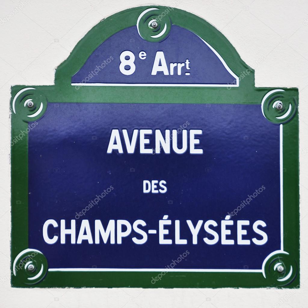 Avenue des Champs-Elysees street sign in Paris
