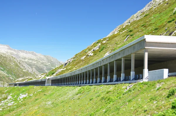 Road gallery at St. Gotthard pass, Switzerland — Stock Photo, Image