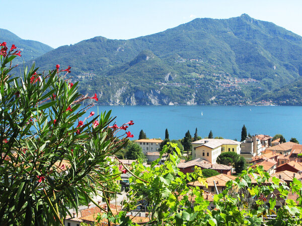 Menaggio town against famous Italian lake Como