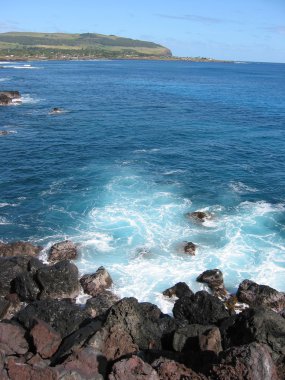 hangaroa köyü yakınlarında Paskalya adasının görünümü