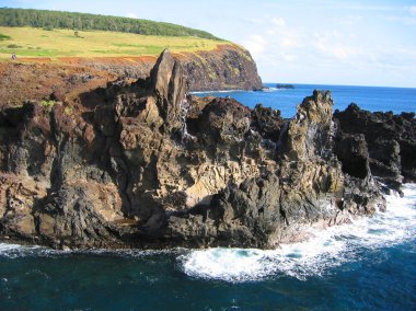 Rocky coast of Easter Island clipart