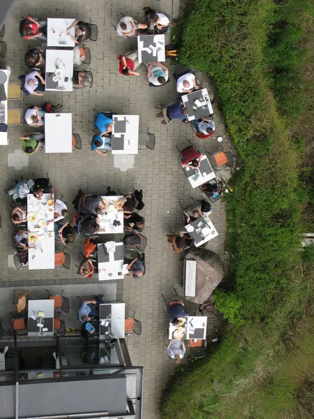 Top view to an open-air restaurant — Stock Photo, Image