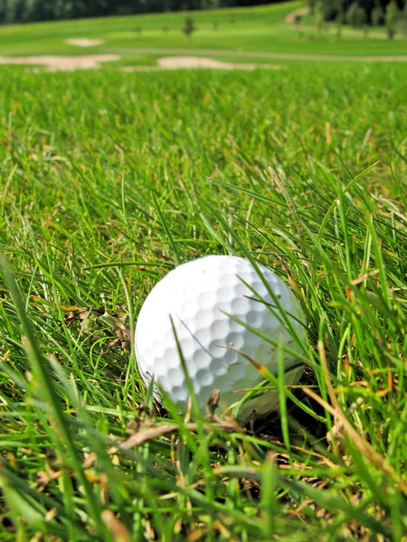 Golfbal in het gras — Stockfoto