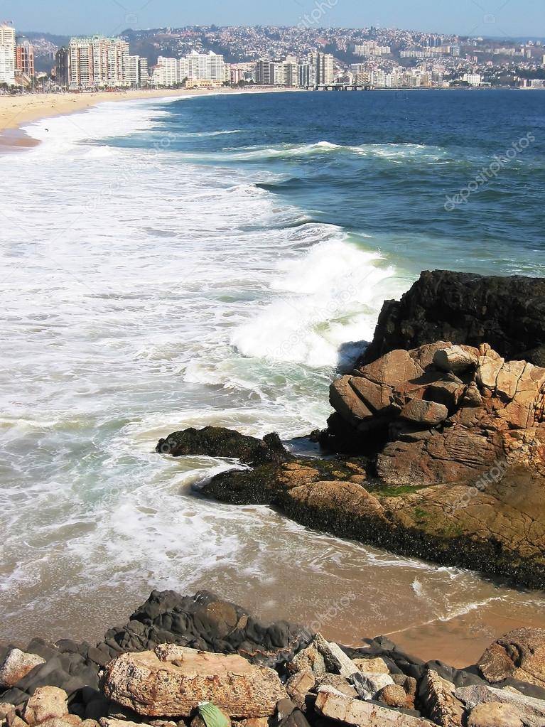 Pacific shore of Vina del MAr, Chile