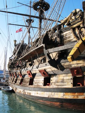 Old Spanish galleon in the port of Genoa