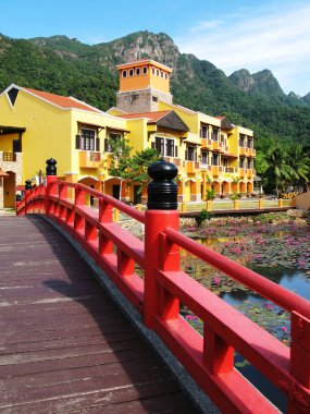 oryantal bir köy. Langkawi Adası, Malezya
