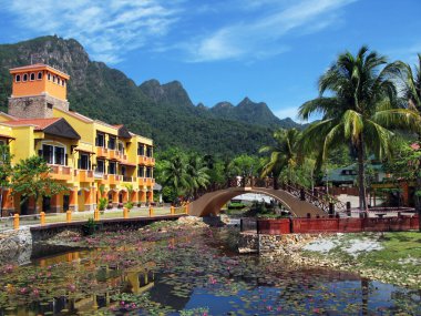 oryantal bir köy. Langkawi Adası, Malezya