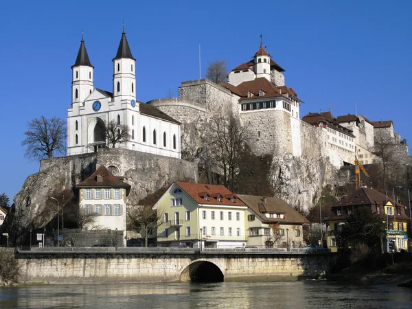 在 aarburg，瑞士的中世纪城堡 — 图库照片