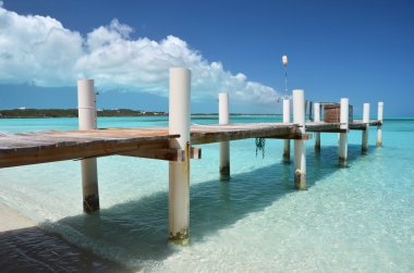 ahşap iskelesi. Exuma, bahamas