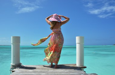 plaj sahnesi. Exuma, bahamas