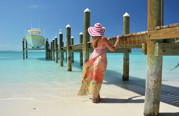 Scena na plaży. Exuma, Bahamy — Zdjęcie stockowe