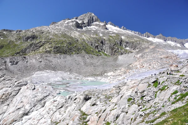 Scioglimento del ghiacciaio del Rodano, Svizzera. Vista dal Passo Furka — Foto Stock