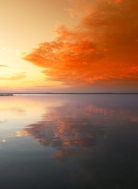 Scenic sunset over famous Belarusian lake Naroch clipart