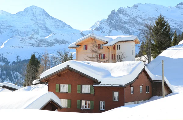 Muerren, известный швейцарский горнолыжный курорт — стоковое фото