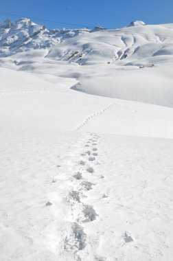 Footprints on the snow. Switzerland clipart