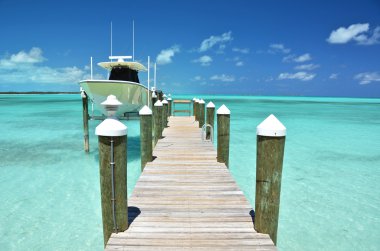 tahta iskeleye yat. Exuma, bahamas