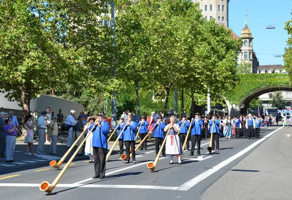 Desfile tradicional em Zurique — Fotografia de Stock