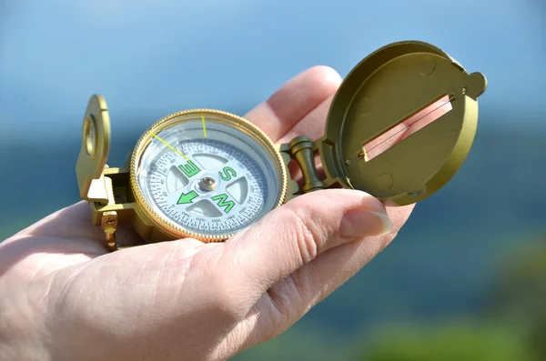 Compass in  hand — Stock Photo, Image