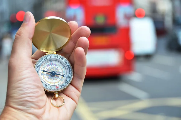 Compass in  hand — Stock Photo, Image