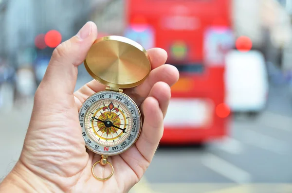 Compass in  hand — Stock Photo, Image