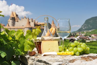 Wine and grapes in Chateau de Aigle, clipart